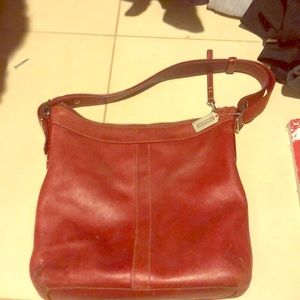 Coach all leather red bag 10.5” x 11.5”